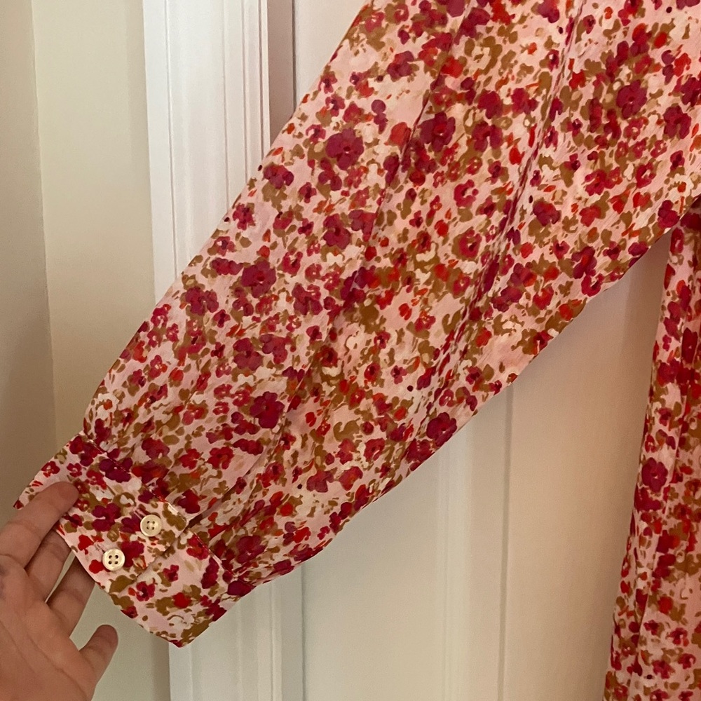 J. Crew Pink and Red Floral Chiffon Dress - Picture 5 of 11